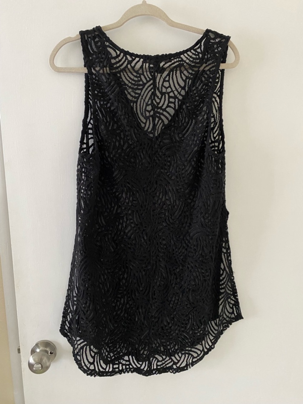 BCBGMaxAzria Black Swim Coverup Sheer Mesh Lace Crochet Large - Picture 4 of 6